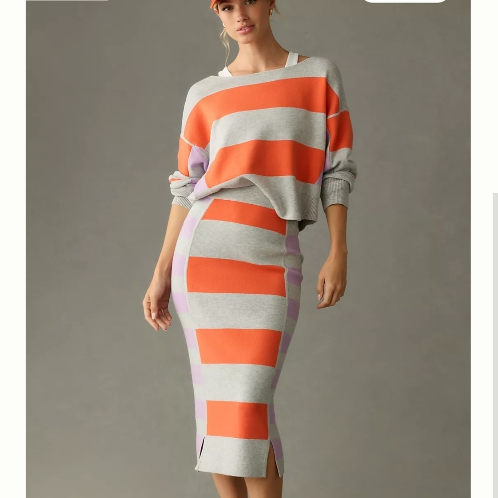 Striped Orange and Gray Women's Skirt